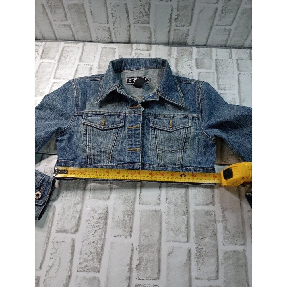 R4R Jeans  Jacket Medium Wash Girl Jean Crop Jacket Sz M